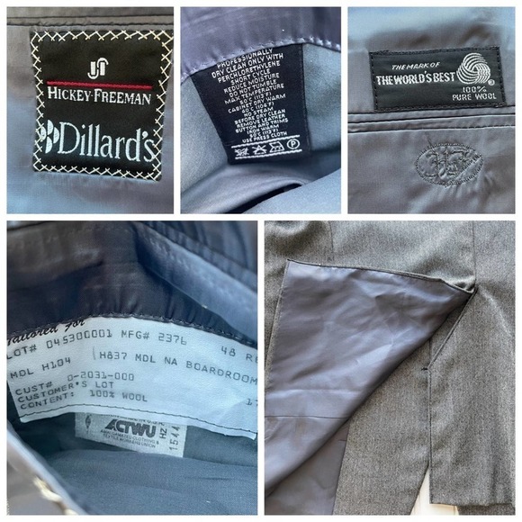 Hickey Freeman Suit Jacket Blazer Gray Size 48R Boardroom Herringbone Wool NWT - Picture 7 of 14